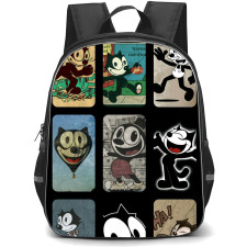 Felix the Cat Backpack StudentPack - Felix The Cat Various Faces Vintage Art Cartoon Collage
