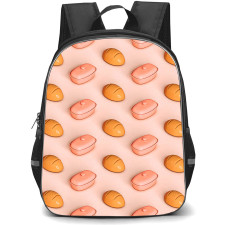 Food Pattern School Backpack StudentPack - 3D Bread And Butter Dish Pattern Art On Pink Background