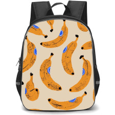 Food Pattern School Backpack StudentPack - Banana Illustration Pattern Art On Beige Background