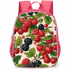 Food Pattern School Backpack StudentPack - Berry Painting With Yellow Background