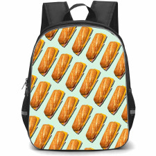 Food Pattern School Backpack StudentPack - Bread Pattern Art On Cyan Background
