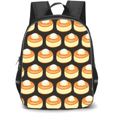 Food Pattern School Backpack StudentPack - Cute Cake Pattern Art On Black Background