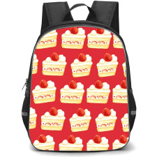 Food Pattern School Backpack StudentPack - Sliced Cake Pattern Art On Red Background