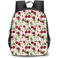 Food Pattern School Backpack StudentPack - Cherry And Flowers Pattern Art Poster