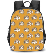 Food Pattern School Backpack StudentPack - Cinnamon Rolls Vector Pattern Art On Brown Background