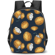 Food Pattern School Backpack StudentPack - Cocktail Coconut Pattern Art On Black Background