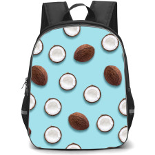 Food Pattern School Backpack StudentPack - Sliced Coconut Pattern Art On Skyblue Background