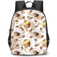 Food Pattern School Backpack StudentPack - Coffee And Beans Pattern Art Poster
