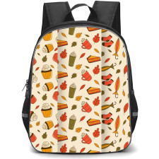 Food Pattern School Backpack StudentPack - Lovely Autumn Cupcake Pattern Art On Beige Background