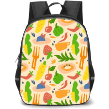 Food Pattern School Backpack StudentPack - Hand Drawn Colorful Matisse Food Pattern Art