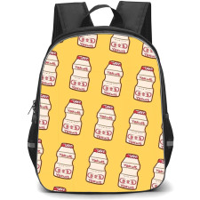 Food Pattern School Backpack StudentPack - Yakult Illustration Pattern Art On Yellow Background