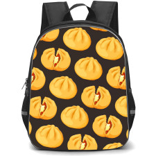 Food Pattern School Backpack StudentPack - Dumplings Illustration Pattern Art On Dark Background