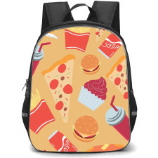 Food Pattern School Backpack StudentPack - Fast Food Pattern Art On Yellow Background