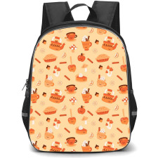 Food Pattern School Backpack StudentPack - Flat Pattern Art For Fall Season Celebration Poster
