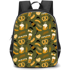 Food Pattern School Backpack StudentPack - Hand Drawn Doodle Style Beer And Food Pattern Art Poster