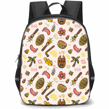 Food Pattern School Backpack StudentPack - Hand Drawn African Pattern Art Poster