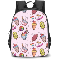 Food Pattern School Backpack StudentPack - Colorful Ice Cream Icon Pattern Art On Pink Background