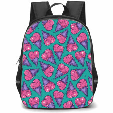 Food Pattern School Backpack StudentPack - Cone Ice Cream Heart Shape Pattern Art Poster