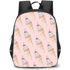 Food Pattern School Backpack StudentPack - Ice Cream Pattern Art Pink Background