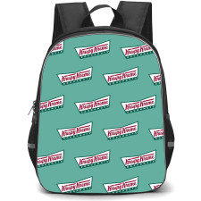 Food Pattern School Backpack StudentPack - Krispy Kreme Logo Pattern Art On Green Background