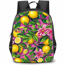 Food Pattern School Backpack StudentPack - Lemon And Flower Illustration Art Poster