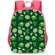 Food Pattern School Backpack StudentPack - Lime With Green Leaves Pattern Art Poster