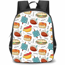 Food Pattern School Backpack StudentPack - Hand Drawn Malaga Typical Food Pattern Art