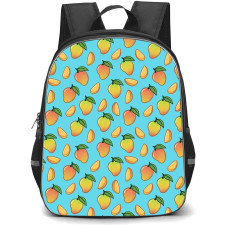 Food Pattern School Backpack StudentPack - Mango Illustration Pattern Art On Cyan Background