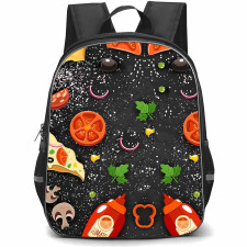 Food Pattern School Backpack StudentPack - Sliced Pizza Illustration Art On Black Background