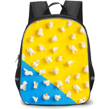 Food Pattern School Backpack StudentPack - Pop Corn Pattern Art On Yellow And Blue Background