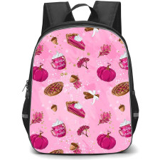 Food Pattern School Backpack StudentPack - Bright Pretty Pink Pumpkin Pattern Art On Pink Background