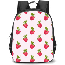 Food Pattern School Backpack StudentPack - Raspberry Pattern Art On Pink Background
