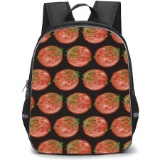 Food Pattern School Backpack StudentPack - Sliced Sausage Pattern Art On Dark Background