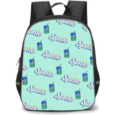 Food Pattern School Backpack StudentPack - Sprite Logo And Can Pattern Art On Lime Green Background