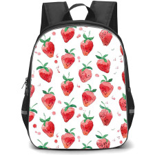 Food Pattern School Backpack StudentPack - Strawberry Paint Pattern Art On White Background