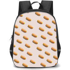 Food Pattern School Backpack StudentPack - Sub Sandwich Pattern Art On Beige Background