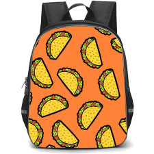 Food Pattern School Backpack StudentPack - Tacos Illustration Pattern Art On Orange Background