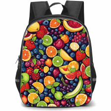 Food Pattern School Backpack StudentPack - Variety Colorful Fruits Set Illustration Art Poster