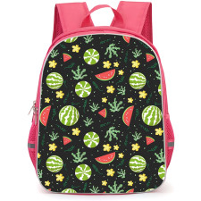 Food Pattern School Backpack StudentPack - Watermelon Pattern Art On Black Background