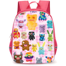 Fuggler Backpack StudentPack - Character Monsters Pattern In Pink Checkered Background