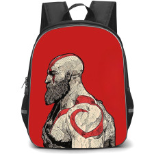 God of War Ragnarok Kratos Backpack StudentPack - Kratos Side Portrait Red Background