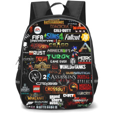 Gamer Backpack StudentPack - Games Logo Collage Black Background