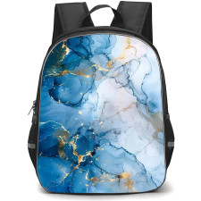Girlish Backpack StudentPack - Girlish Blue Marble Realistic Gold