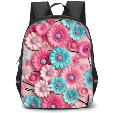 Girlish Backpack StudentPack - Girlish Blue And Pink Flowers 3d Art