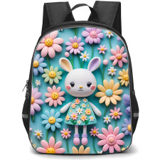 Girlish Backpack StudentPack - Girlish Bunny With Sunflowers