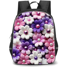 Girlish Backpack StudentPack - Girlish Flowers With Gemstones In The Middle