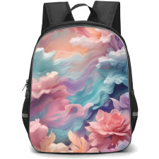 Girlish Backpack StudentPack - Girlish Flowers And Waves Painting Art