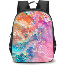 Girlish Backpack StudentPack - Girlish Pink Orange Water Abstract Art