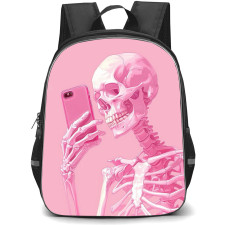 Girlish Backpack StudentPack - Girlish Pink Skeleton Selfie