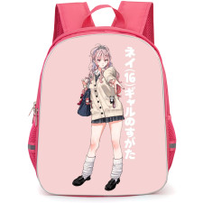 Gokurakugai Nei Takarai Backpack School Bag StudentPack - Nei Takarai School Girl Portrait Pink Background